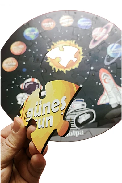 kutuTR Ahşap Gezegen Puzzle 41cm, Mega Boy Renkli Uzay Bebek, Çocuk Ve Okul Öncesi Için Puzzle - 5