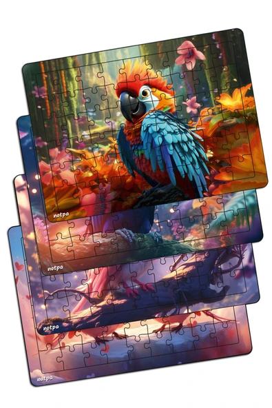 kutuTR Çocuklar Için Eğitici Ve Öğretici Ahşap 54 Parça Renkli Puzzle 4lü Set 542 ürün görseli 1