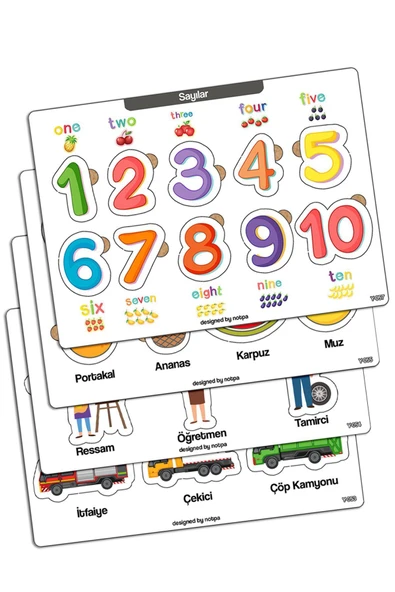 kutuTR Notpa Çocuklar Için Eğitici Ve Öğretici Ahşap Renkli Yapboz 4lü Set 103 ürün görseli 1