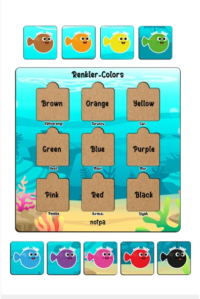 kutuTR Notpa Çocuklar İçin  Renkleri Öpğreniyorum Eğitici Puzzle