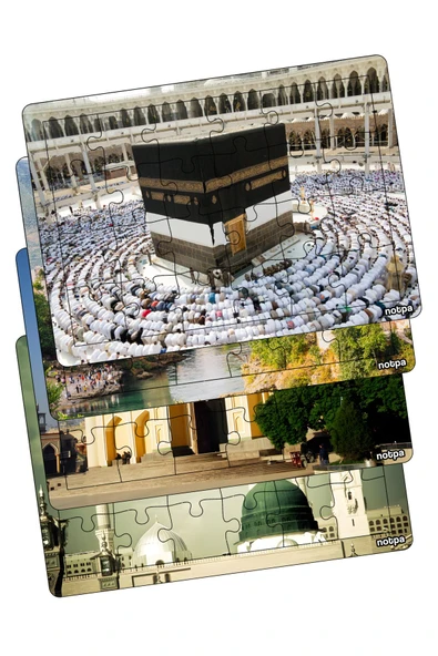 kutuTR NOTPA Çocuklar İçin Eğitici ve Öğretici Ahşap Renkli Yapboz 4lü Set İslam ve Medeniyet Serisi
