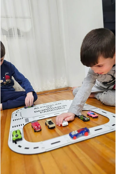 kutuTR Oyuncak Araba, Araç Parkuru Puzzle -Eğitici Ve Eğlenceli Yol Yapım Ahşap Oyuncak Yarış Pisti