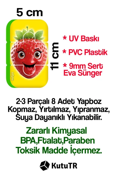 kutuTR Eva Magnetsiz Bebek Yapbozu Meyveler Islanınca Yapışan 18-36 Ay - 7