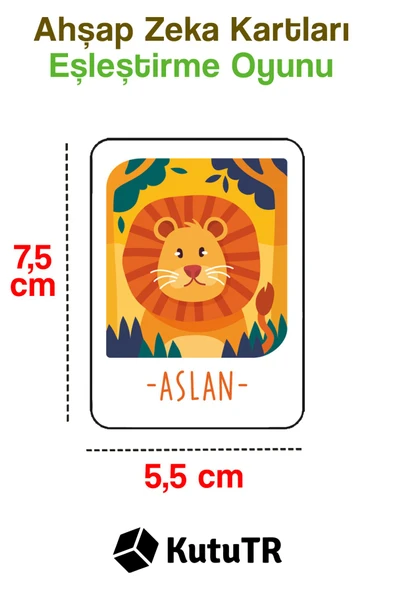 kutuTR 24 Parça Hayvanlar Serisi Zeka Kartları Eşleştirme Oyunu Hafıza Kartı Ahşap Eğitici Puzzle - 3
