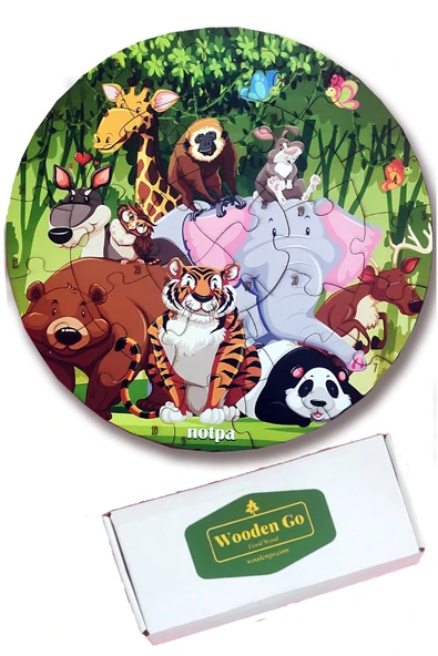 kutuTR Ahşap Hayvanlar Puzzle 41cm,mega Boy Renkli Hayvanlar Bebek, Çocuk Ve Okul Öncesi Için Puzzle - 4