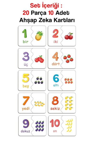 kutuTR Notpa Zeka Kartı 'Rakamları Öğreniyorum Seti' 20 parça (10 adet ikili) - 2