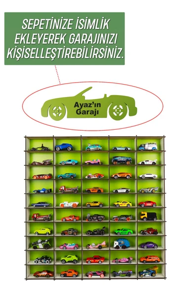 kutuTR 50 Araçlık Ahşap Duvar Rafı ( Hotweels ve Matchbox ) (İsim Yazdırmak İçin İSİMLİK Alınız)