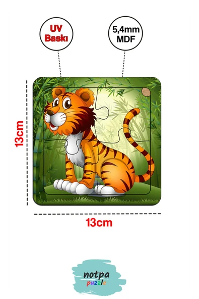 kutuTR Çocuklar Için Eğitici Ve Öğretici Ahşap 8 Li 4 Parçalı Hayvanlar Mini Puzzle Set 8'li Set 2 - 4