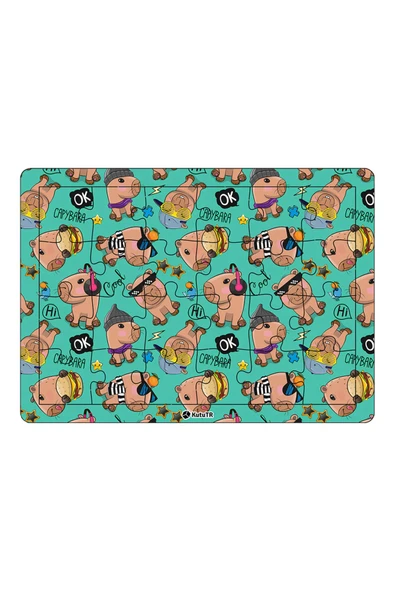 kutuTR Çocuklar Için Eğitici Ve Öğretici Capybara Ahşap 24 Parça Renkli Puzzle 3lü Set - Resim 2