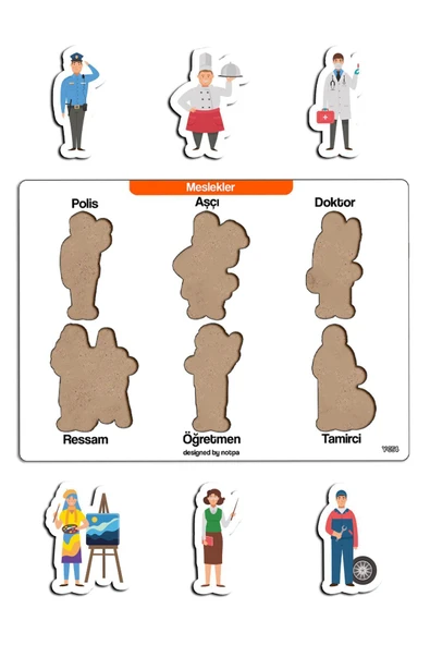 kutuTR Notpa Çocuklar Için Eğitici Ve Öğretici Ahşap Renkli Yapboz 4lü Set 103 - Resim 5