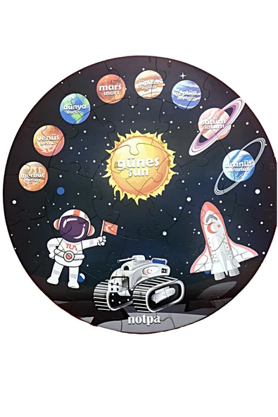 kutuTR Ahşap Gezegen Puzzle 41cm, Mega Boy Renkli Uzay Bebek, Çocuk Ve Okul Öncesi Için Puzzle - 4