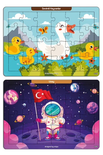 kutuTR Notpa Çocuklar I?çin 24 Parça Eğitici Ve Öğretici Ahşap Renkli Puzzle 4lü Set 8 - 4