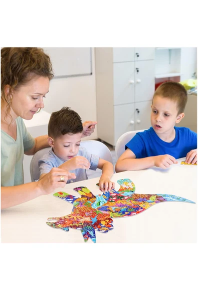 kutuTR Notpa Renkli Hayvanlar Ahşap Kutulu Vip Puzzle Dinazor Serisi 3 202 Parça +5 yaş ve Yetişkinler - 3
