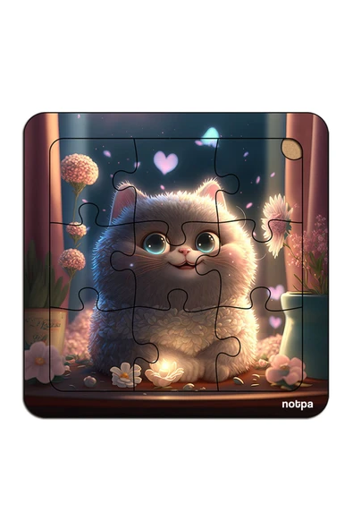 kutuTR NOTPA Çocuklar İçin  Ahşap Renkli Yapboz 13x13 Ebadında Puzzle 9 Parça 3'lü Set 310 - Resim 3