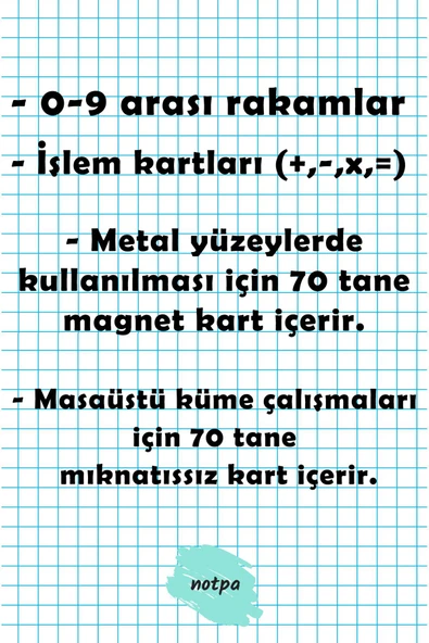 kutuTR Notpa Eğitici Ahşap Matematik Kutusu, Ahşap MAtematik Kartlar Ve Magnetler - 5