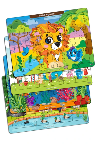 kutuTR NOTPA Çocuklar İçin Eğitici ve Öğretici Ahşap Renkli Puzzle 4lü Set 2