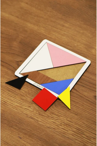 kutuTR Eğitici Renkli Ahşap Orta Boy Tangram Akıl Zeka Mantık Ve Strateji Oyunu