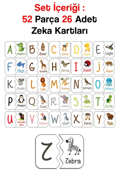 kutuTR Notpa Zeka Kartı 'İngilizce Öğreniyorum Seti' 52 parça (26 adet ikili) - 6
