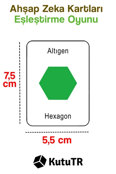 kutuTR 24 Parça Geometrik Şekiller Hafıza ve Zeka Kartları Eşleştirme Oyunu Ahşap Eğitici Puzzle Oyuncak - 5