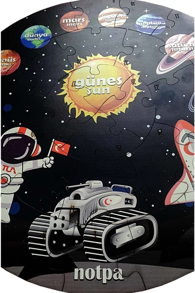 kutuTR Ahşap Gezegen Puzzle 41cm, Mega Boy Renkli Uzay Bebek, Çocuk Ve Okul Öncesi Için Puzzle - 6