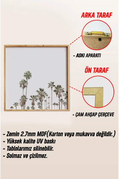 kutuTR Ahşap Çerçeveli Mdf KARE Tek Tablo (KENDİ TABLO SETİNİZİ OLUŞTURACAĞINIZ LİSTE) TX1007 - 6