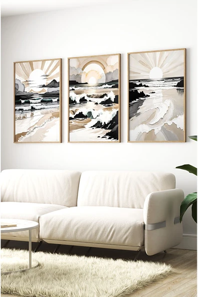 kutuTR Ahşap Çerçeveli Mdf Tablo Seti Matisse, Bohem, Kusama Salon Ve Oturma Odası İçin ÇT3074 - 5