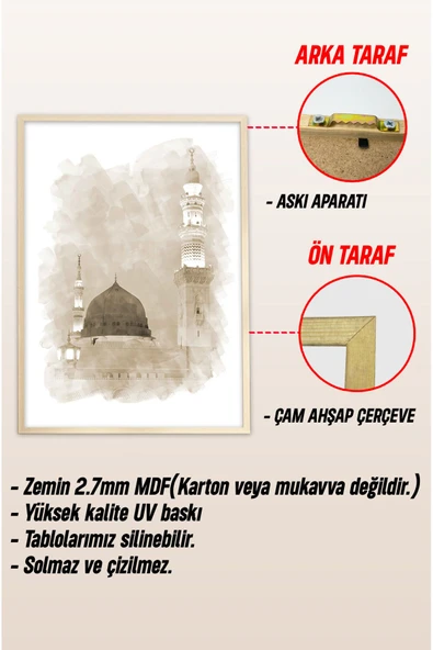 kutuTR Ahşap Çerçeveli Mdf Tek Tablo İslami 5 Serisi (KENDİ TABLO SETİNİZİ OLUŞTURACAĞINIZ LİSTE) - 3