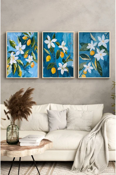 kutuTR Ahşap Çerçeveli Mdf Tablo Seti Matisse, Bohem, Kusama Salon Ve Oturma Odası İçin ÇT3072 - 2