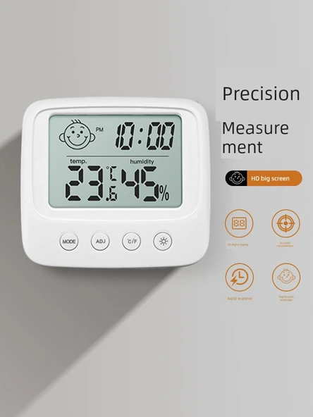Dijital Duvar Termometre Higrometresi - Akıllı Alarm ve Takvim - 2