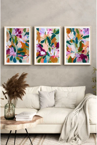 kutuTR Ahşap Çerçeveli Mdf Tablo Seti Matisse, Bohem, Kusama Salon Ve Oturma Odası İçin ÇT3085 - 2