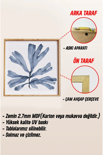 kutuTR Ahşap Çerçeveli Mdf Kare Tablo Seti Salon Ve Oturma Odası Için KR4022 - 7