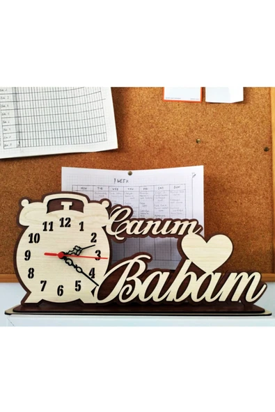 Notpa Canım Babam Masaüstü Ahşap Saat