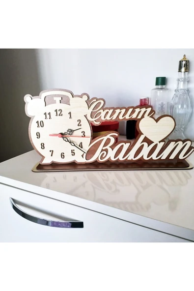 Notpa Canım Babam Masaüstü Ahşap Saat - 3
