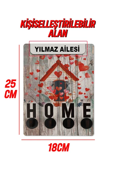 kutuTR Home Yazılı Kişiselleştirilebilir Ev için Anahtarlık Uv Baskı (Aile İsmi Yazılabilir) AT003 - 5