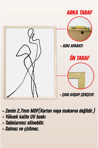 kutuTR Ahşap Çerçeveli Mdf Tek Tablo Picasso Serisi (KENDİ TABLO SETİNİZİ OLUŞTURACAĞINIZ LİSTE) - 3