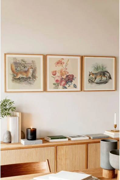 kutuTR Ahşap Çerçeveli Mdf Kare Tablo Seti Salon Ve Oturma Odası Için KR4001 - 4