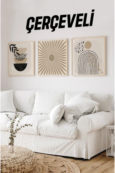 kutuTR Ahşap Çerçeveli Mdf Kare Tablo Seti Salon Ve Oturma Odası Için KR4002