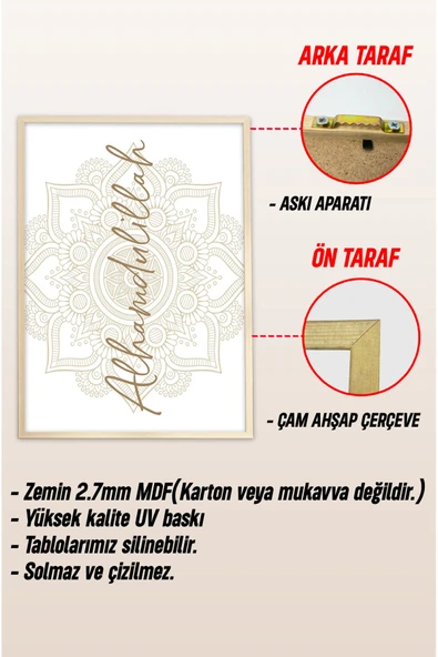 kutuTR Ahşap Çerçeveli Mdf Tek Tablo İslami 5 Serisi (KENDİ TABLO SETİNİZİ OLUŞTURACAĞINIZ LİSTE) - 3
