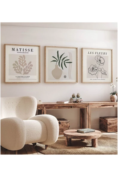 kutuTR Ahşap Çerçeveli Mdf Kare Tablo Seti Salon Ve Oturma Odası Için KR4018 - 4