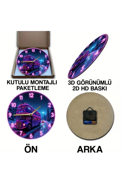 kutuTR Sessiz Yuvarlak Ahşap Duvar Saati, Kuvars Hareketli 2d Sdw026 - 5