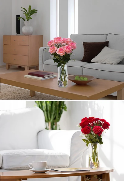 Yapay Gül Buketi - 10 Kırmızı Kar Dağı Gülü - Resim 7