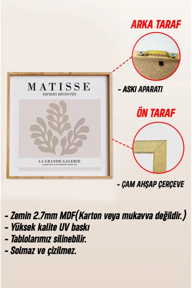 kutuTR Ahşap Çerçeveli Mdf Kare Tablo Seti Salon Ve Oturma Odası Için KR4018 - 6
