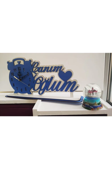 Notpa Canım Oğlum Ahşap Masaüstü Kalpli Saat - 3