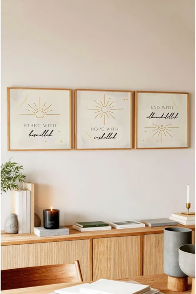 kutuTR Ahşap Çerçeveli Mdf Kare Tablo Seti Salon Ve Oturma Odası Için KR4015 - 4