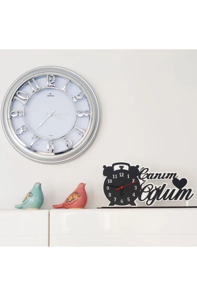 Notpa Canım Oğlum Ahşap Masaüstü Saat Siyah-beyaz - 3
