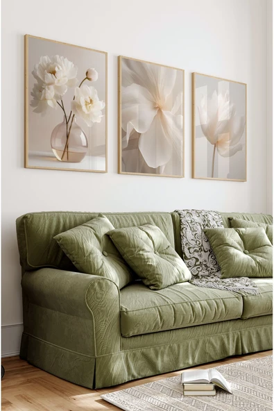 kutuTR Ahşap Çerçeveli Mdf Tablo Seti Salon Ve Oturma Odası Için Çt3086 - 3