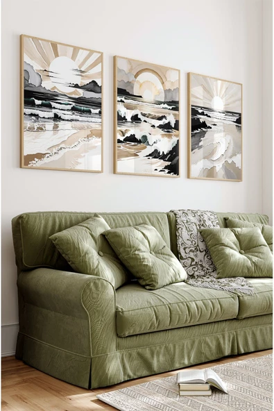 kutuTR Ahşap Çerçeveli Mdf Tablo Seti Matisse, Bohem, Kusama Salon Ve Oturma Odası İçin ÇT3074