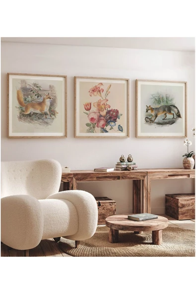 kutuTR Ahşap Çerçeveli Mdf Kare Tablo Seti Salon Ve Oturma Odası Için KR4001 - 5