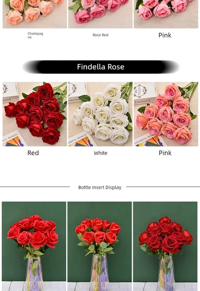 Yapay Gül Buketi - 10 Kırmızı Kar Dağı Gülü - Resim 11