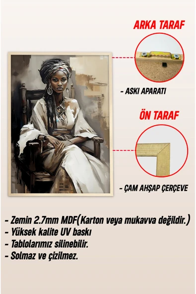 kutuTR Ahşap Çerçeveli Mdf Tek Tablo Afrika Dekoru Tablo (KENDİ TABLO SETİNİZİ OLUŞTURACAĞINIZ LİSTE) - Resim 3